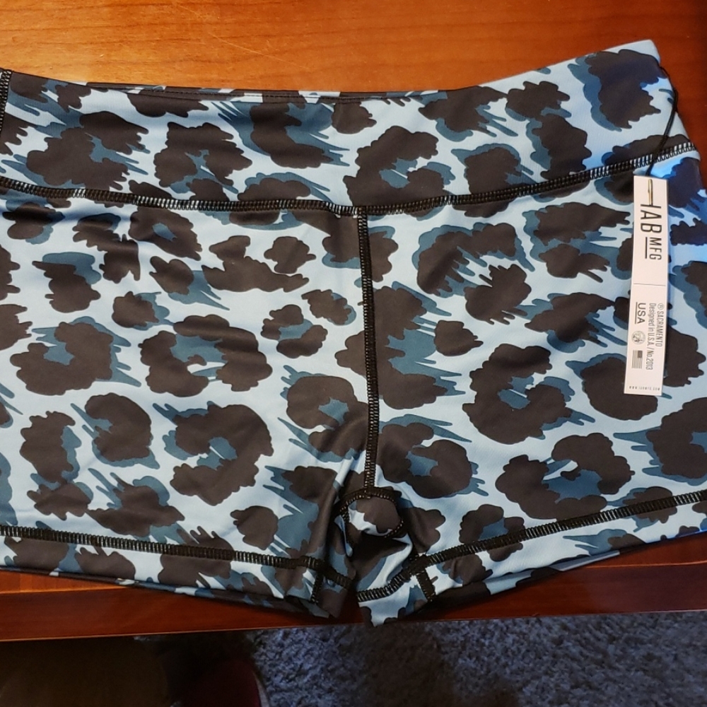 Blue cheetah work out booty shorts